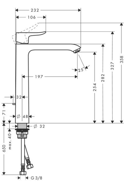 Смеситель Hansgrohe Metris 31082000 для раковины с д/k
