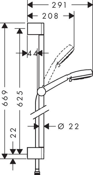 Душевой гарнитур Hansgrohe Crometta 100 Multi 26650400 штанга 650 мм
