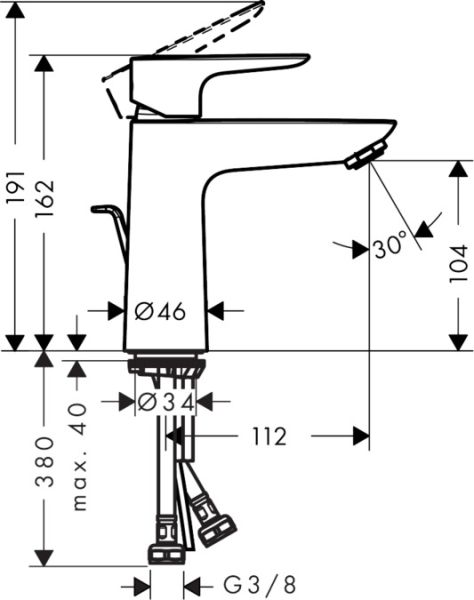 Смеситель Hansgrohe Talis E 71710000 для раковины с д/к Смеситель Hansgrohe Talis E 71710000 для раковины с д/к