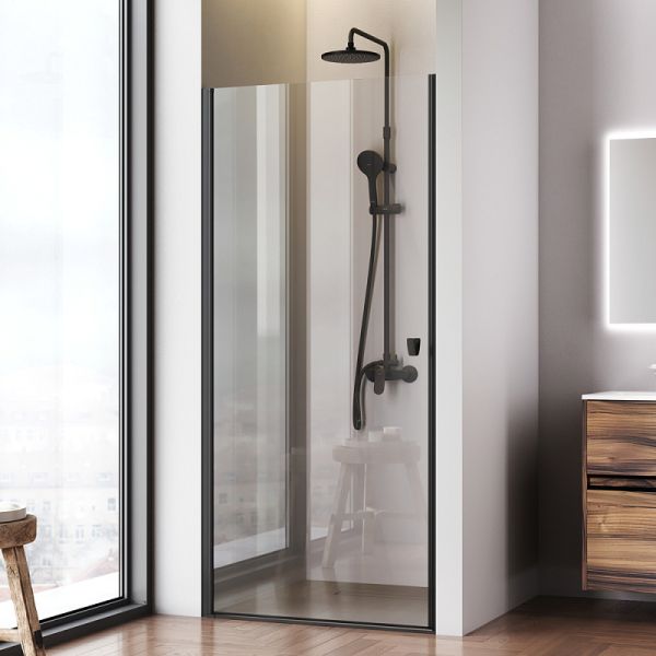 Душевая дверь AM.PM Sunny W87G-90-1P-BT прозрачное стекло профиль черный матовый 90x190