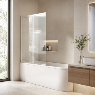 Шторка на ванну WasserKRAFT Tauber 64S02-100WS Fixed 100 см профиль никель стекло прозрачное