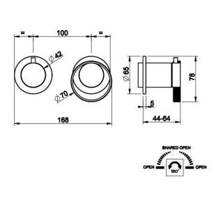 Встраиваемый смеситель для душа Gessi Anello 63380.031 на два выхода хром