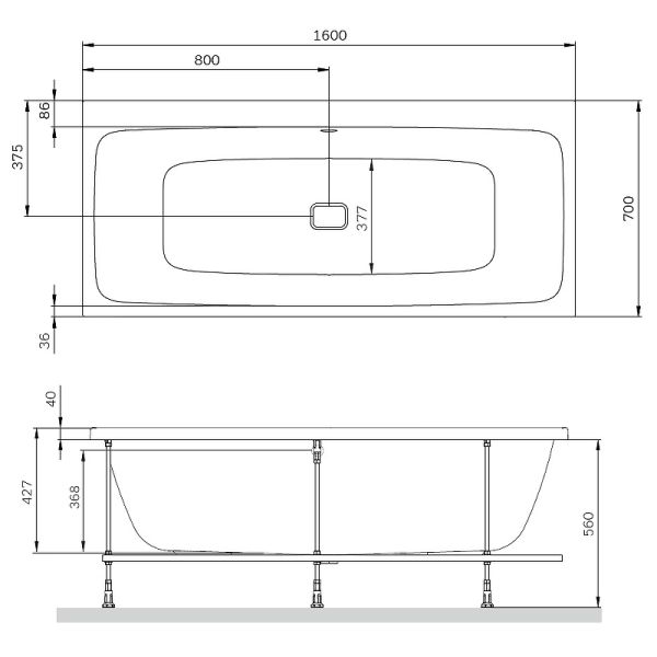 Акриловая ванна Am.Pm Func W84A-160-070W-A 160х70