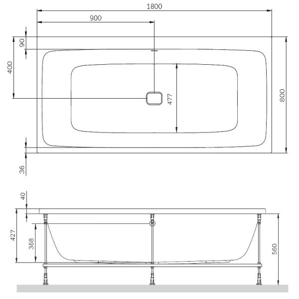 Акриловая ванна Am.Pm Func W84A-180-080W-A 180х80