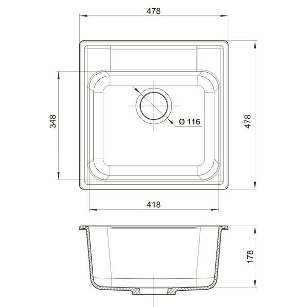Мойка кухонная Reflexion Etude 53-BL RF0353BL черный