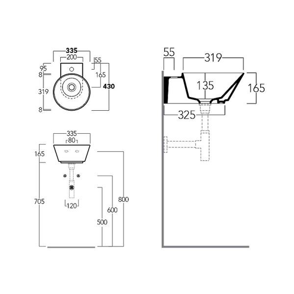 Раковина SIMAS Wave WA05 bi*1 белая 33.5 см