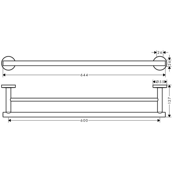 Двойной держатель для банных полотенец Hansgrohe Logis Universal 41712000