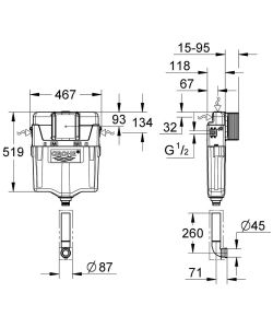 Смывной бачок скрытого монтажа Grohe GD2 38661000
