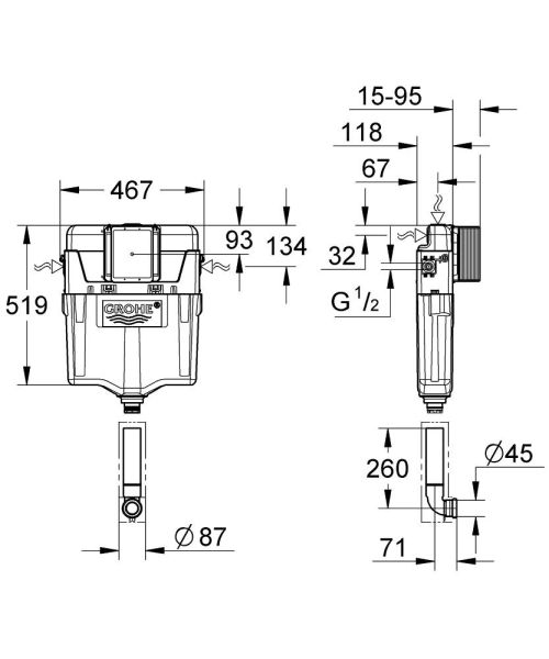 Смывной бачок скрытого монтажа Grohe GD2 38661000