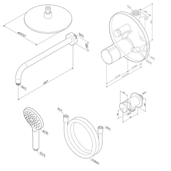 Душевая система AM.PM X-Joy TouchReel FP85A1RH22 Черная матовая