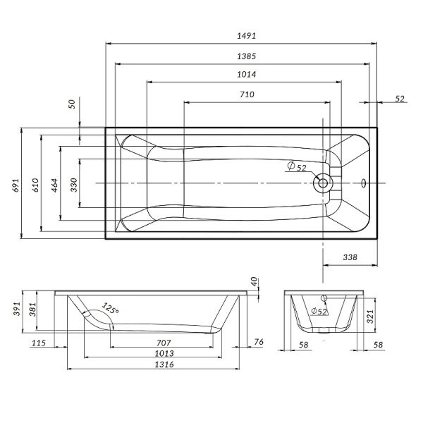 Ванна акриловая Am.Pm Gem W90A-150-070W-A1 150x70 см без гидромассажа