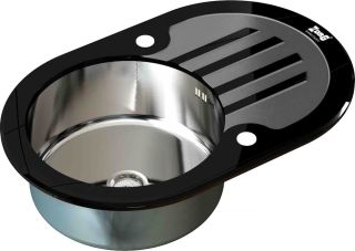 Мойка кухонная Zorg Inox Glass GL-7851-OV-BLACK Мойка кухонная Zorg Inox Glass GL-7851-OV-BLACK
