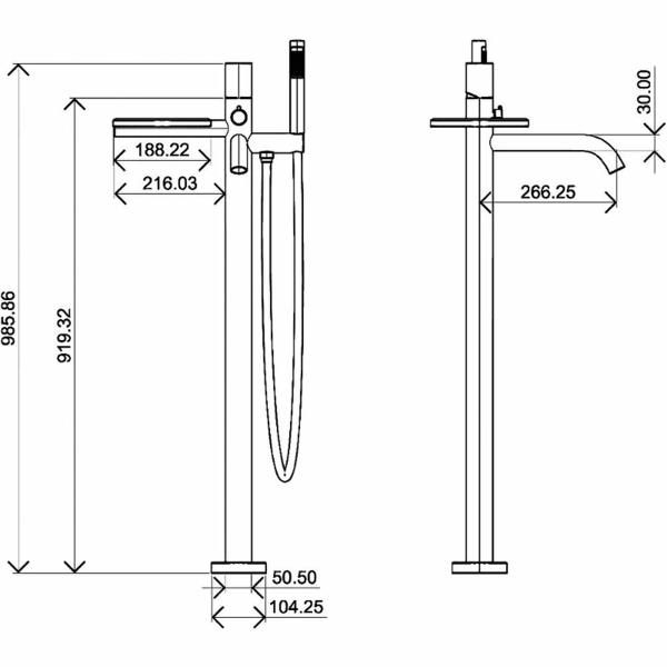 Напольный смеситель для ванны Boheme Stick 129-WG.2 белый матовый/золото