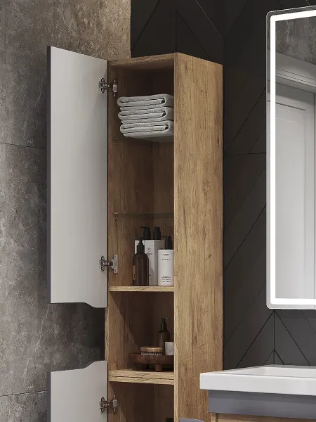 Шкаф-пенал напольный Vigo Wave 348 поставляется в разобранном виде дуб золотой