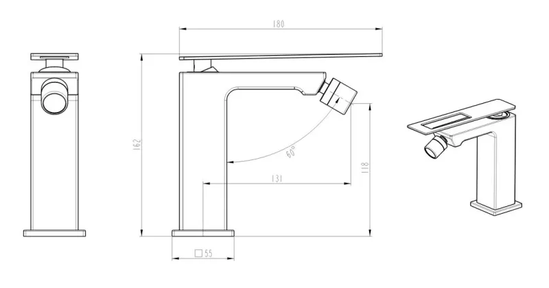 Смеситель для биде Boheme Q 146-BB.2 чёрный