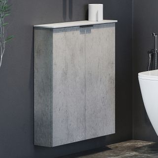 Подвесной шкаф Comforty Моно 60 00-00014968 Бетон светлый, с белой столешницей Подвесной шкаф Comforty Моно 60 00-00014968 Бетон светлый, с белой столешницей