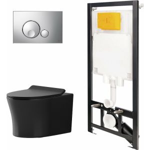 Комплект унитаза с инсталляцией Point Вега 886914GBOO+PN41711BM с сиденьем Микролифт
