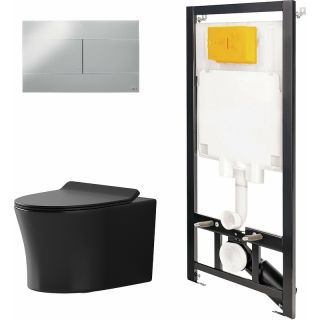 Комплект унитаза с инсталляцией Point Вега 886914SIOO+PN41711BM с сиденьем Микролифт