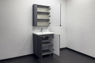 Зеркало-шкаф Comforty Лима 00-00004891 70 см Антрацит Зеркало-шкаф Comforty Лима 00-00004891 70 см Антрацит
