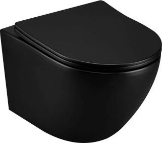 Подвесной унитаз Art&Max Ovale безободковый чёрный матовый AM011CHR-MB Подвесной унитаз Art&Max Ovale безободковый чёрный матовый AM011CHR-MB