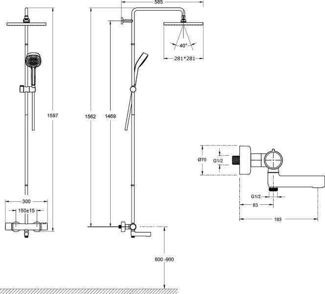 Душевая стойка Jacob Delafon Atom E26237-CP Душевая стойка Jacob Delafon Atom E26237-CP