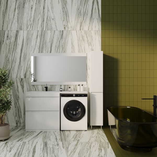 Тумба под раковину Style Line Даллас Люкс Plus 140 L СС-00002385 подвесная белый Тумба под раковину Style Line Даллас Люкс Plus 140 L СС-00002385 подвесная белый