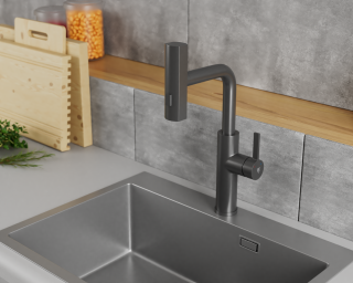 Смеситель для кухни с выдвижной лейкой RUSH Tinos (TI3732-18Grey) Смеситель для кухни с выдвижной лейкой RUSH Tinos (TI3732-18Grey)