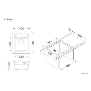 Кухонная мойка Alveus Granital Atrox 10 Arctic G11 400x500 1139079 Белая