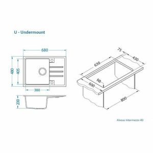 Кухонная мойка Alveus Granital Intermezzo 40 G55 Beige 680x480x200 1144966 Бежевая