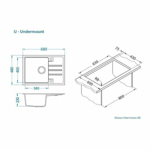 Кухонная мойка Alveus Granital Intermezzo 40 G55 Beige 680x480x200 1144966 Бежевая