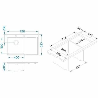 Кухонная мойка Alveus Pure 40L KMB-90 790x525 1103610 Брашированная сталь Кухонная мойка Alveus Pure 40L KMB-90 790x525 1103610 Брашированная сталь