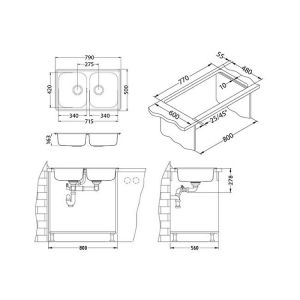 Кухонная мойка Alveus 1066751 Line 90 Nat-90 79x50
