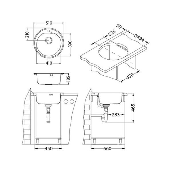 Кухонная мойка Alveus 1116756 Form 30 Nat-90 Fi 51x51