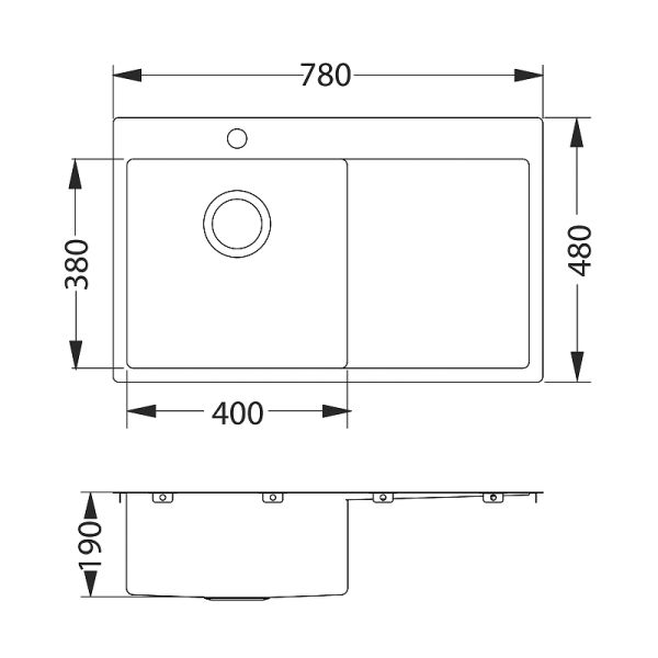 Кухонная мойка Alveus 1124384 Quarto 30 Brs-90 78x48