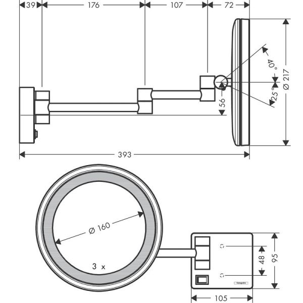 Косметическое зеркало  Hansgrohe AddStoris 41790990