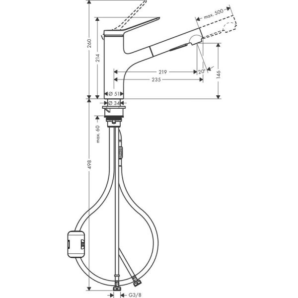 Смеситель Hansgrohe Zesis M33 150  74800670 для кухни