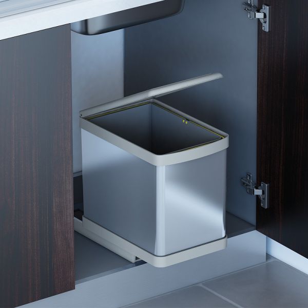 Система сортировки мусора Alveus ALBIO 227980 10 1X16 L серый пластик нержавеющая сталь
