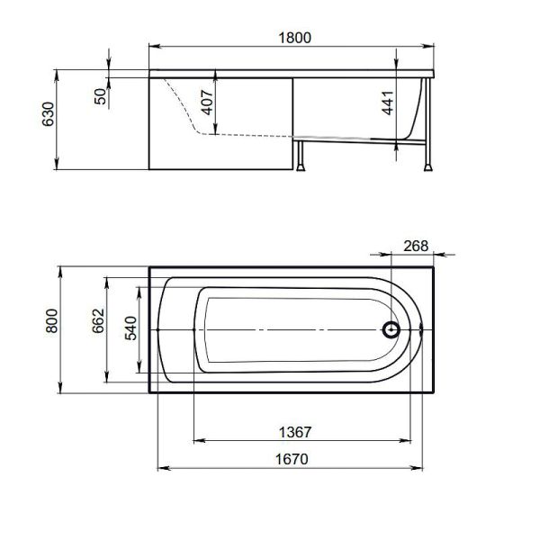 Акриловая ванна Timo Mika MIKA1880 180x80 см