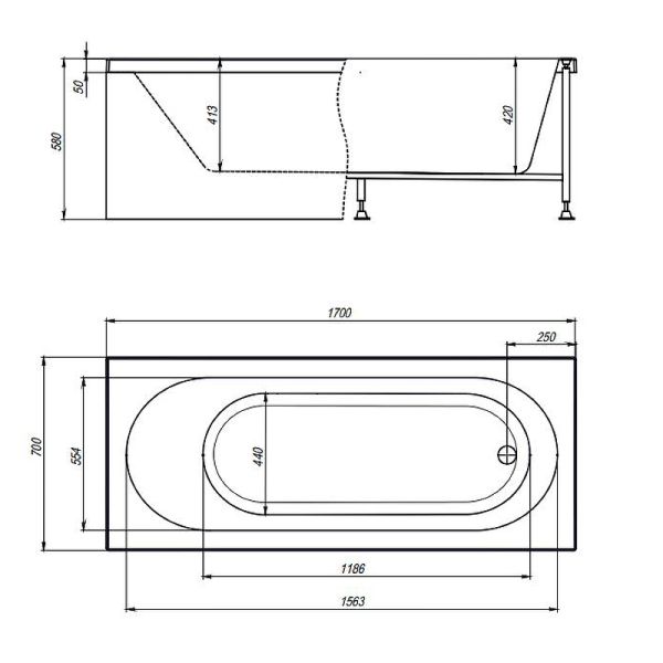 Акриловая ванна Timo Roha ROHA1770 170x70 см