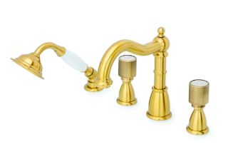 Смеситель на борт ванны Boheme 4отв. ROYAL CRISTAL, бронза