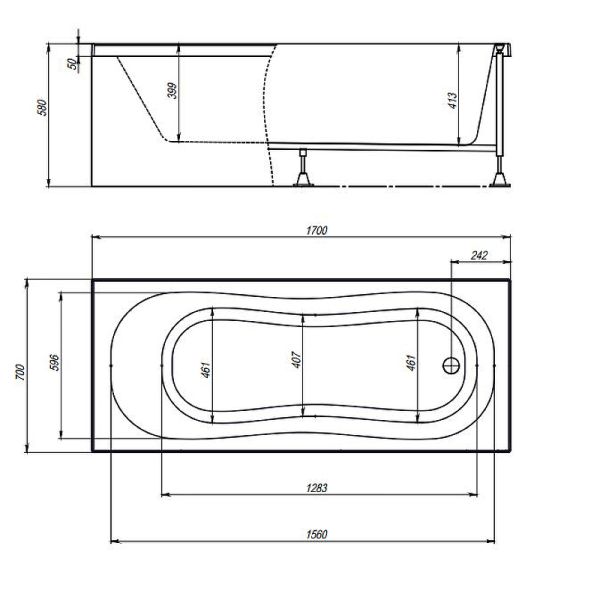 Акриловая ванна Timo Inka INKA1770 170x70 см