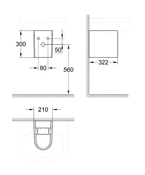 Полупьедестал для раковины Grohe Euro Ceramic 39201000 белый
