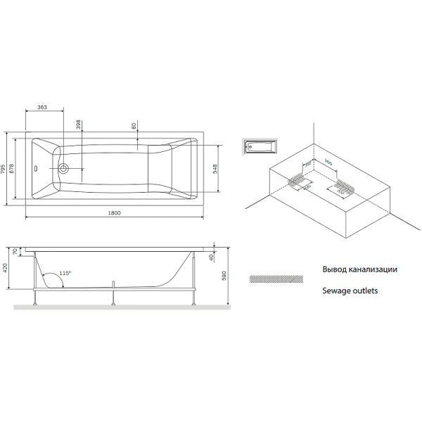 Акриловая ванна Am.Pm Gem W93A-180-080W-A 180х80