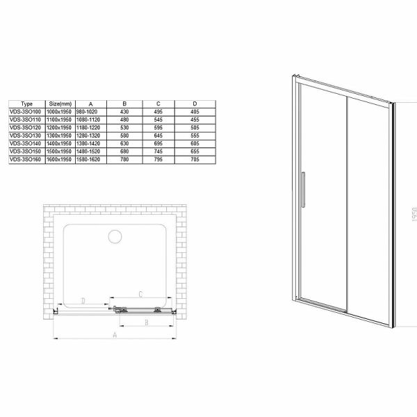 Душевая дверь Vincea Soft 110 VDS-3SO110CLB профиль Черный стекло прозрачное