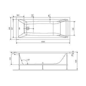 Каркас для ванны AM.PM Gem 150x70 W93A-150-070W-R Серый