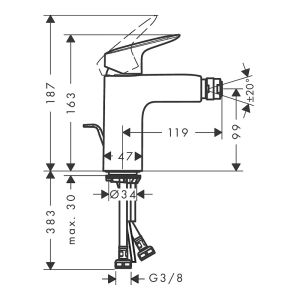 Смеситель для биде Hansgrohe  Logis 71200670 Черный матовый