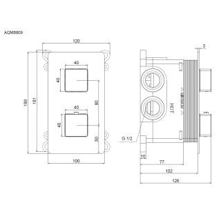 Встраиваемый смеситель-термостат на 3 источника AQUAme Savona AQM8809BG золото брашированное