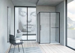 Душевой уголок Vincea Slim Soft 110x90 VSR-1SS9011CLB профиль Черный стекло прозрачное