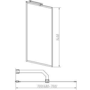 Шторка на ванну Vincea City 70x140 VSB-41700FLB профиль Черный стекло рифленое