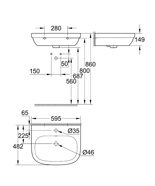 Раковина Grohe Euro Ceramic 39335000 60 см